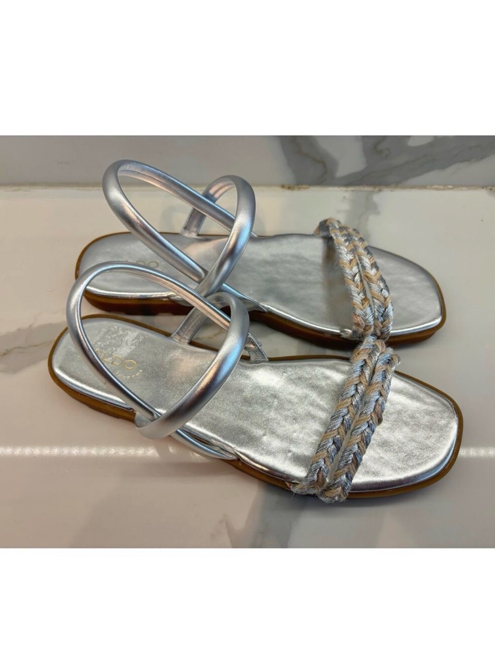 ALDO SILVER ROPE SLINGBACK FLATS NWOT SIZE 11